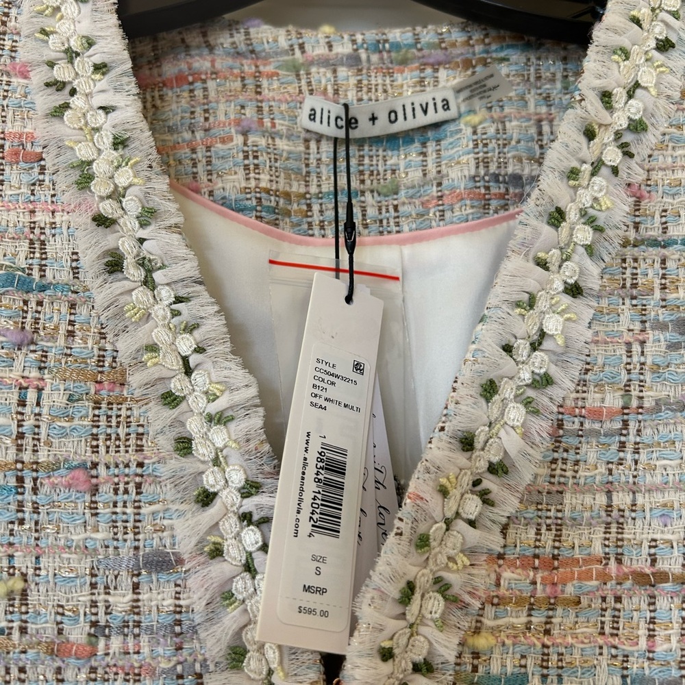 Alice + Olivia Cream and Pink Tweed Blazer - Picture 6 of 6